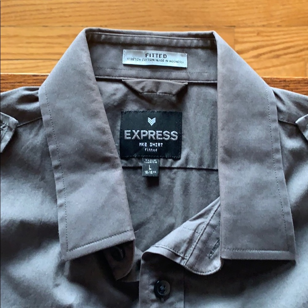 “Express” Grey Button Up - Picture 2 of 2